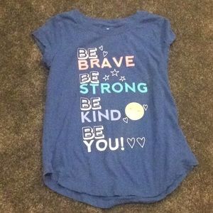 A blue short sleeve t shirt